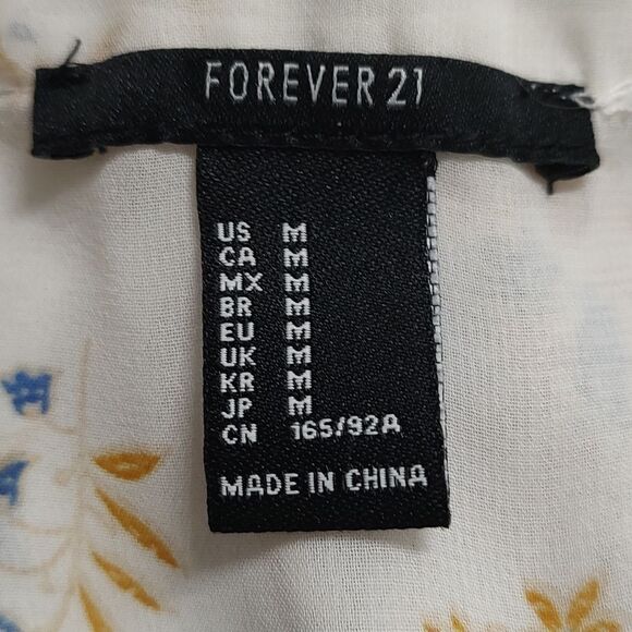Forever 21 floral sheer lace up  blouse Sz M - Picture 6 of 6